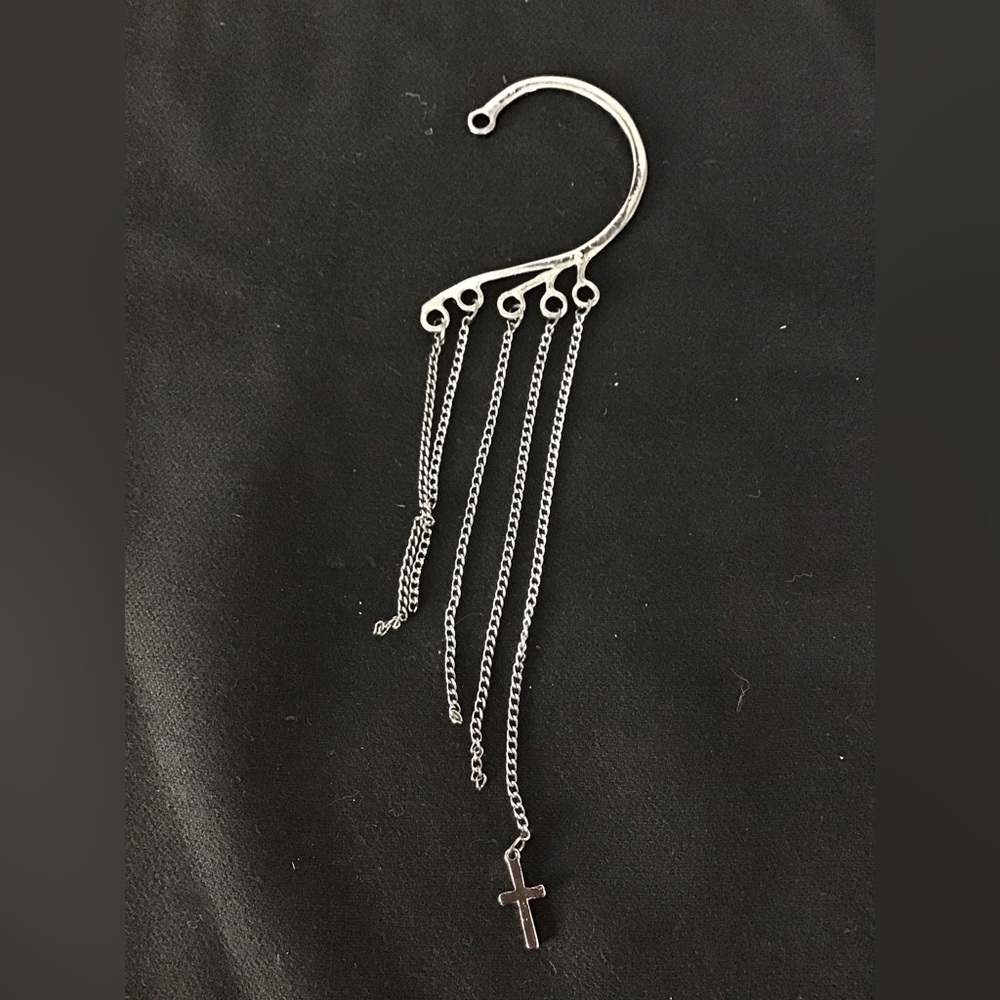 Silver Ear Cuff/Wrap w/Cross Charm